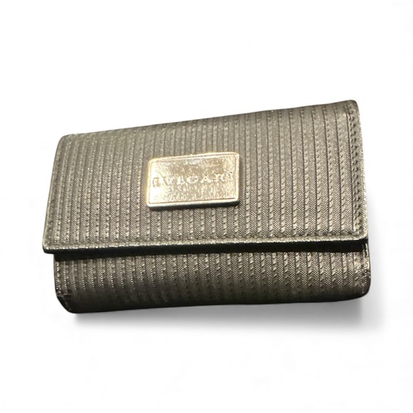 BVLGARI Handbags - BVLGARI Black Key Holder Silver Logo Compact Luxury Accessory